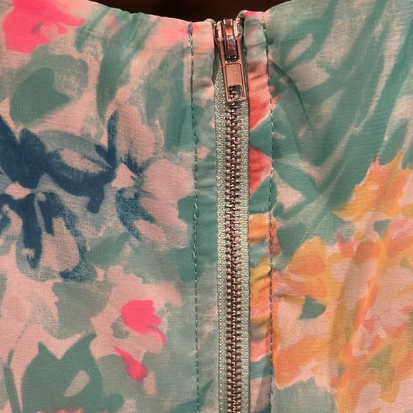 NWOT large fit and flare aqua and pink dress - Picture 10 of 10
